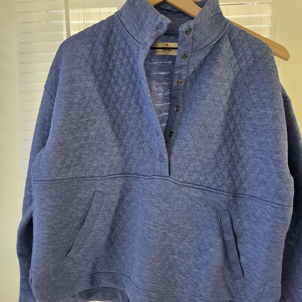 Marine Layer Blue Quilted Sweatshirt